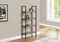 Bookshelf, Bookcase, 4 Tier, 48"h, Office, Bedroom, Brown Laminate, Black Metal, Contemporary, Modern