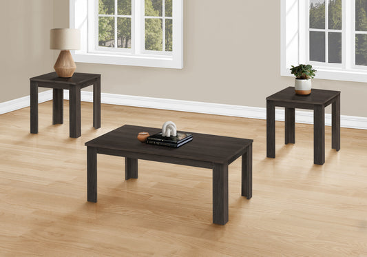 Table Set, 3pcs Set, Coffee, End, Side, Accent, Living Room, Brown Laminate, Transitional