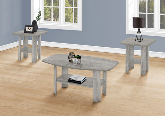 Table Set, 3pcs Set, Coffee, End, Side, Accent, Living Room, Grey Laminate, Transitional