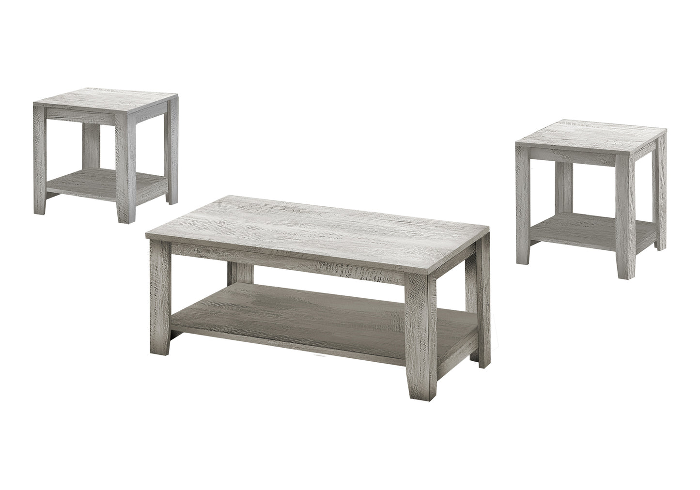 Table Set, 3pcs Set, Coffee, End, Side, Accent, Living Room, Grey Laminate, Transitional