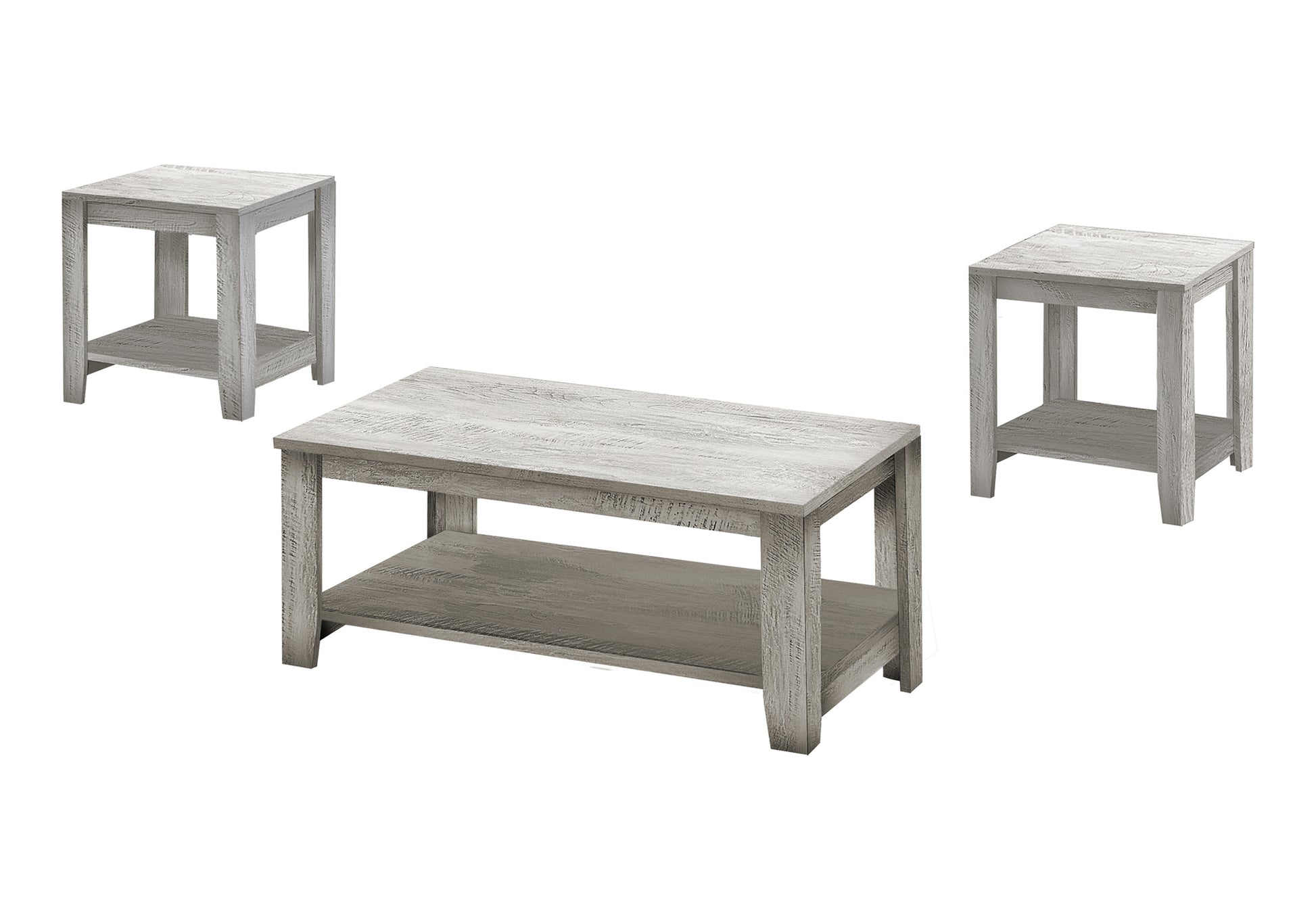 Table Set, 3pcs Set, Coffee, End, Side, Accent, Living Room, Grey Laminate, Transitional