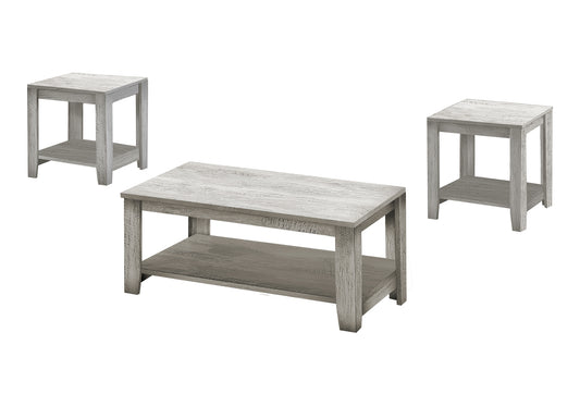 Table Set, 3pcs Set, Coffee, End, Side, Accent, Living Room, Grey Laminate, Transitional