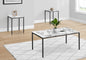 Table Set, 3pcs Set, Coffee, End, Black Metal, White Marble Look Laminate, Contemporary, Modern