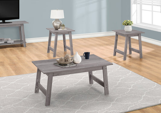 Table Set, 3pcs Set, Coffee, End, Side, Accent, Living Room, Grey Laminate, Transitional