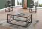 Table Set, 3pcs Set, Coffee, End, Side, Accent, Living Room, Brown Laminate, Black Metal, Contemporary, Modern