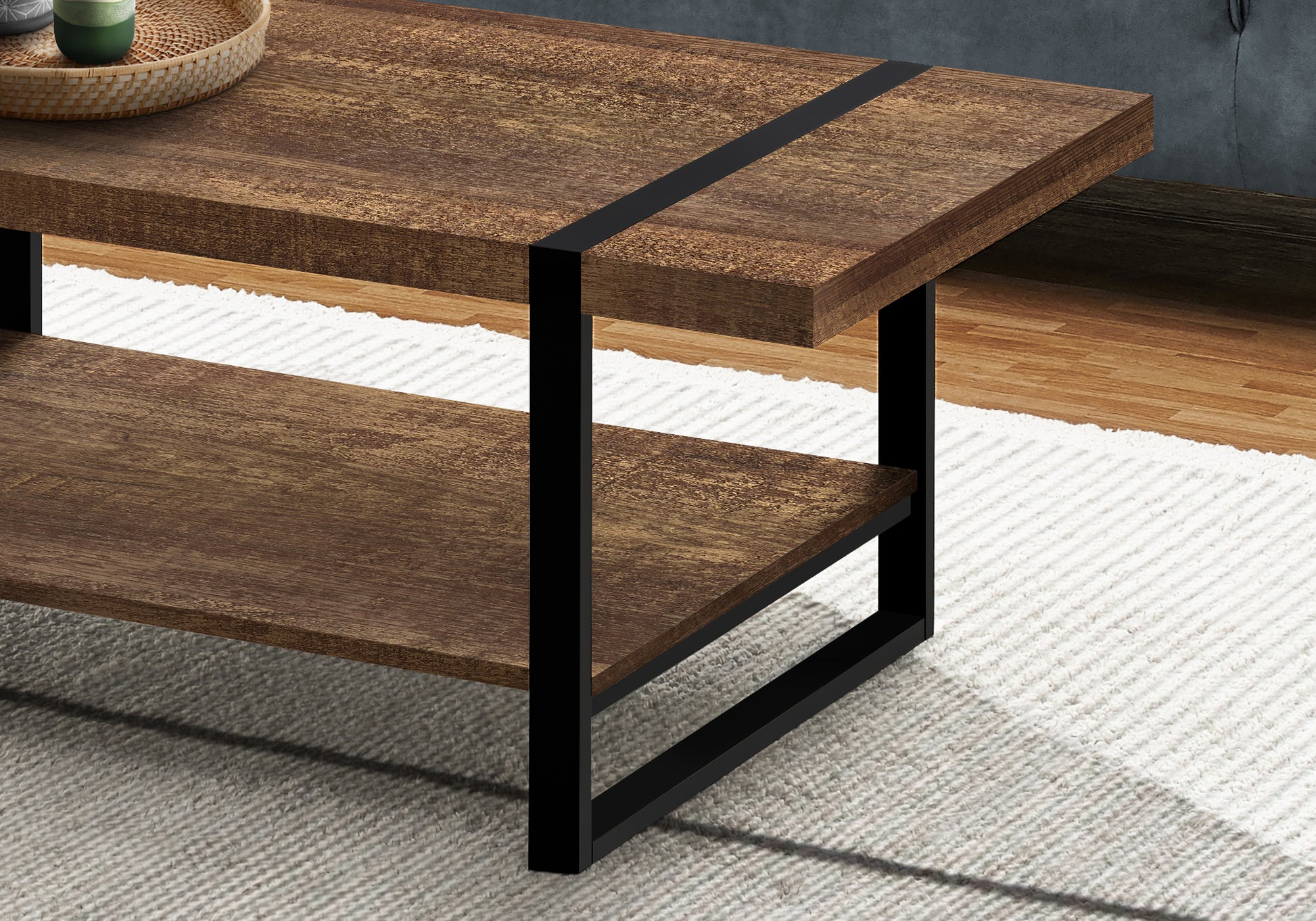 Brown MDF Coffee Table - 47" Rectangular Accent Table for Living Room