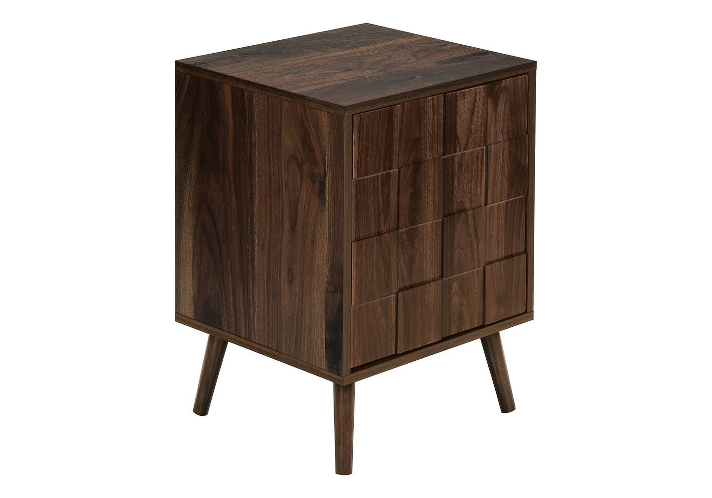 Walnut Accent Table - Small Storage Side Table for Living Room