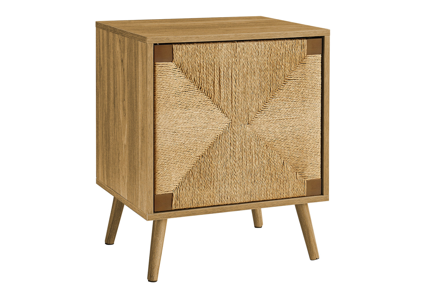 Walnut Accent Table with Storage - Small Side Table for Living Room