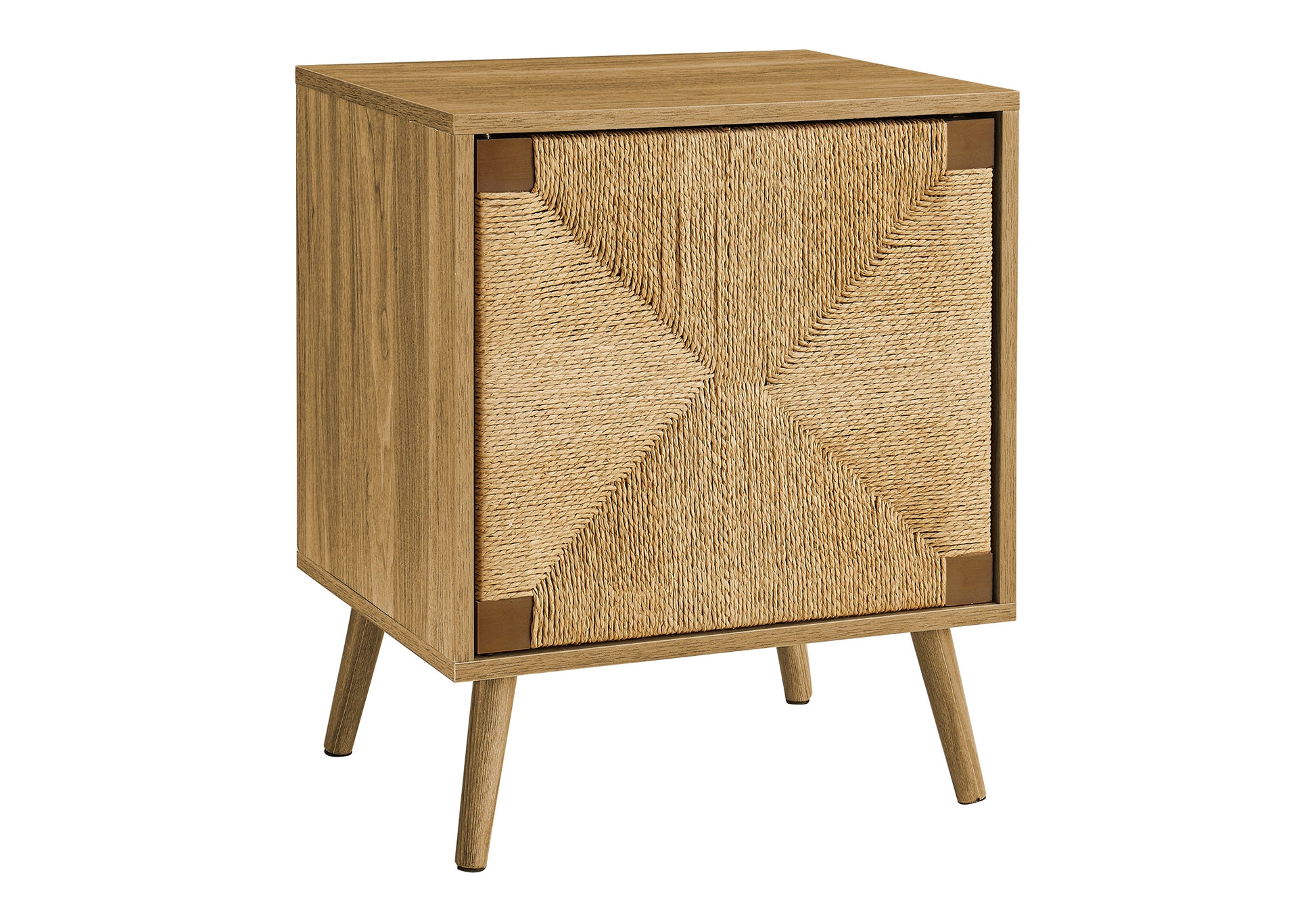 Walnut Accent Table with Storage - Small Side Table for Living Room