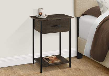 24" Black Metal Accent Table with Storage Drawer