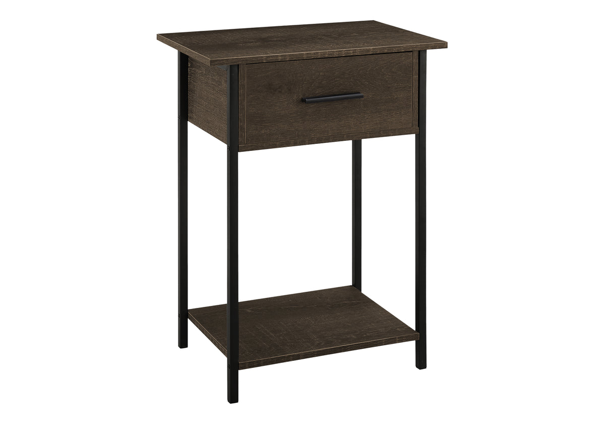 24" Black Metal Accent Table with Storage Drawer