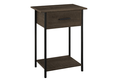 24" Black Metal Accent Table with Storage Drawer