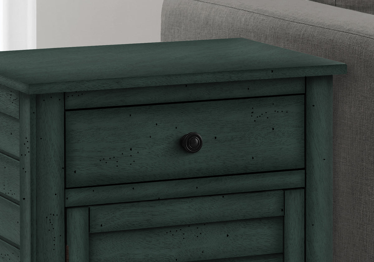 25 Inch Blue Solid Wood Accent Table with Storage Drawer