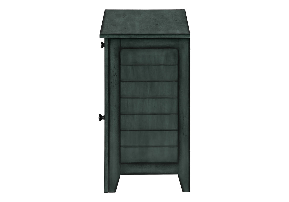 25 Inch Blue Solid Wood Accent Table with Storage Drawer