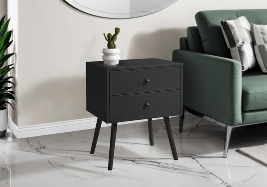 Accent Table, Bedroom, End, Living Room, Nightstand, Side Table, Storage Drawer, Black Laminate, Modern, Contemporary