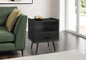 Accent Table, Side Table, End, Storage Drawer, Nightstand, Bedroom, Living Room, Black Laminate, Contemporary, Modern