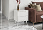 Accent Table, Side Table, End, Storage Drawer, Nightstand, Bedroom, Living Room, White Laminate, Modern, Contemporary