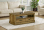 Coffee Table, 42" L, Cocktail, Rectangular, Storage Drawers, Living Room, Accent, Dark Brown Oak Laminate, Transitional