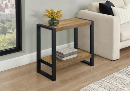 Accent Table, 24"h, Side, End, Nightstand, Lamp, Living Room, Bedroom, Mango Wood-look Laminate, Black Metal, Contemporary, Modern