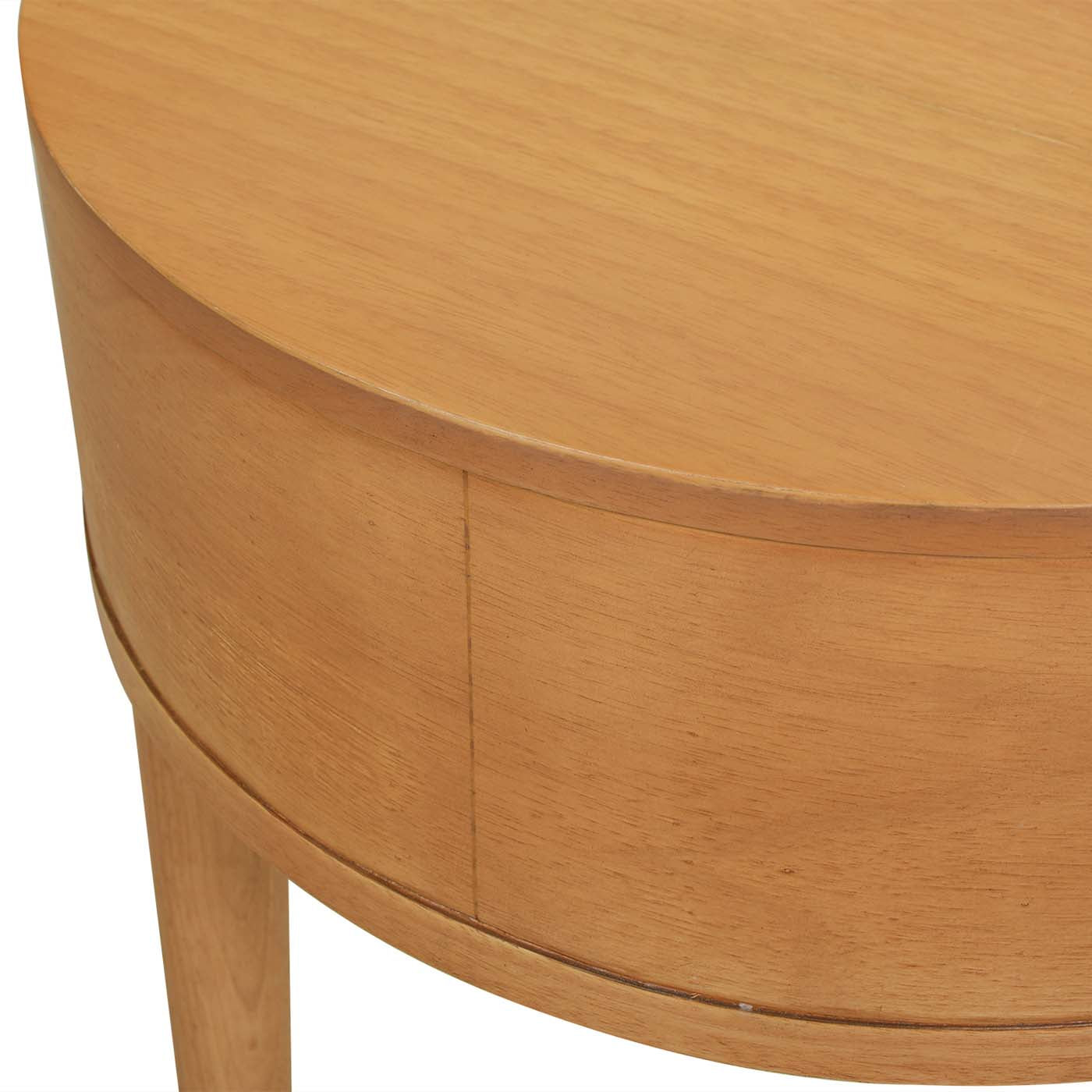 Brown Oak Round Storage Side Table - 18 Inch