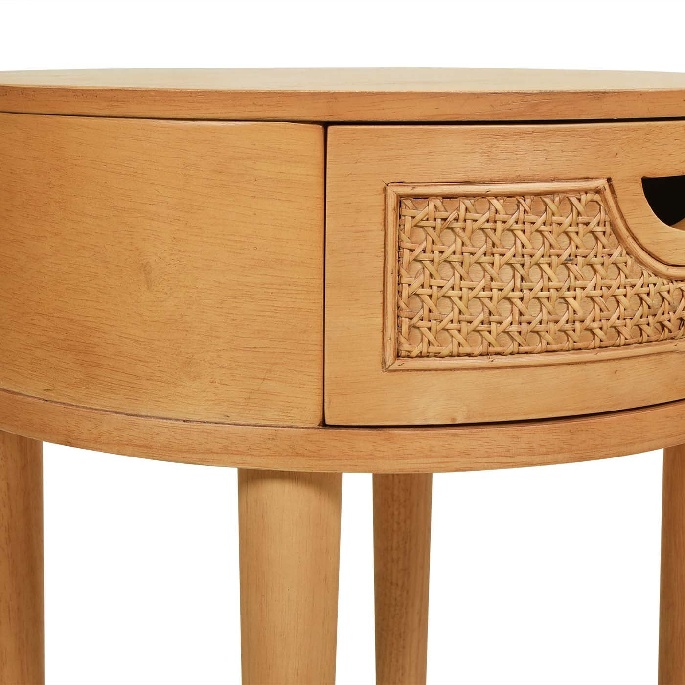 Brown Oak Round Storage Side Table - 18 Inch