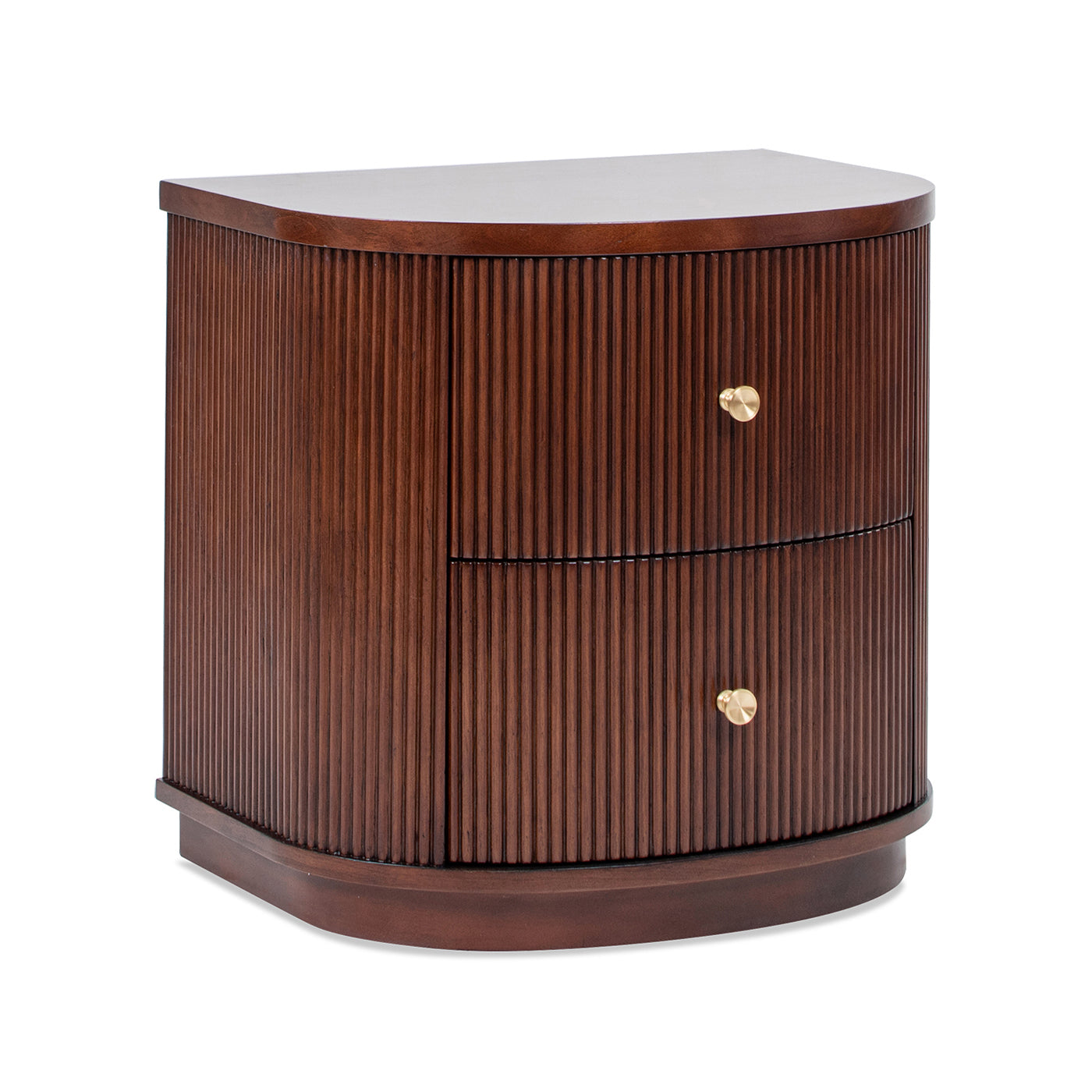 Dark Brown Wood Side Table - 2 Drawers 18.5"