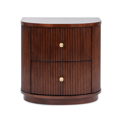 Dark Brown Wood Side Table - 2 Drawers 18.5"