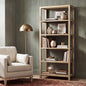 Ellis 71" Reclaimed Wood 5-Shelf Open Frame Bookcase, Light Natural Cerused Reclaimed Pine Wood