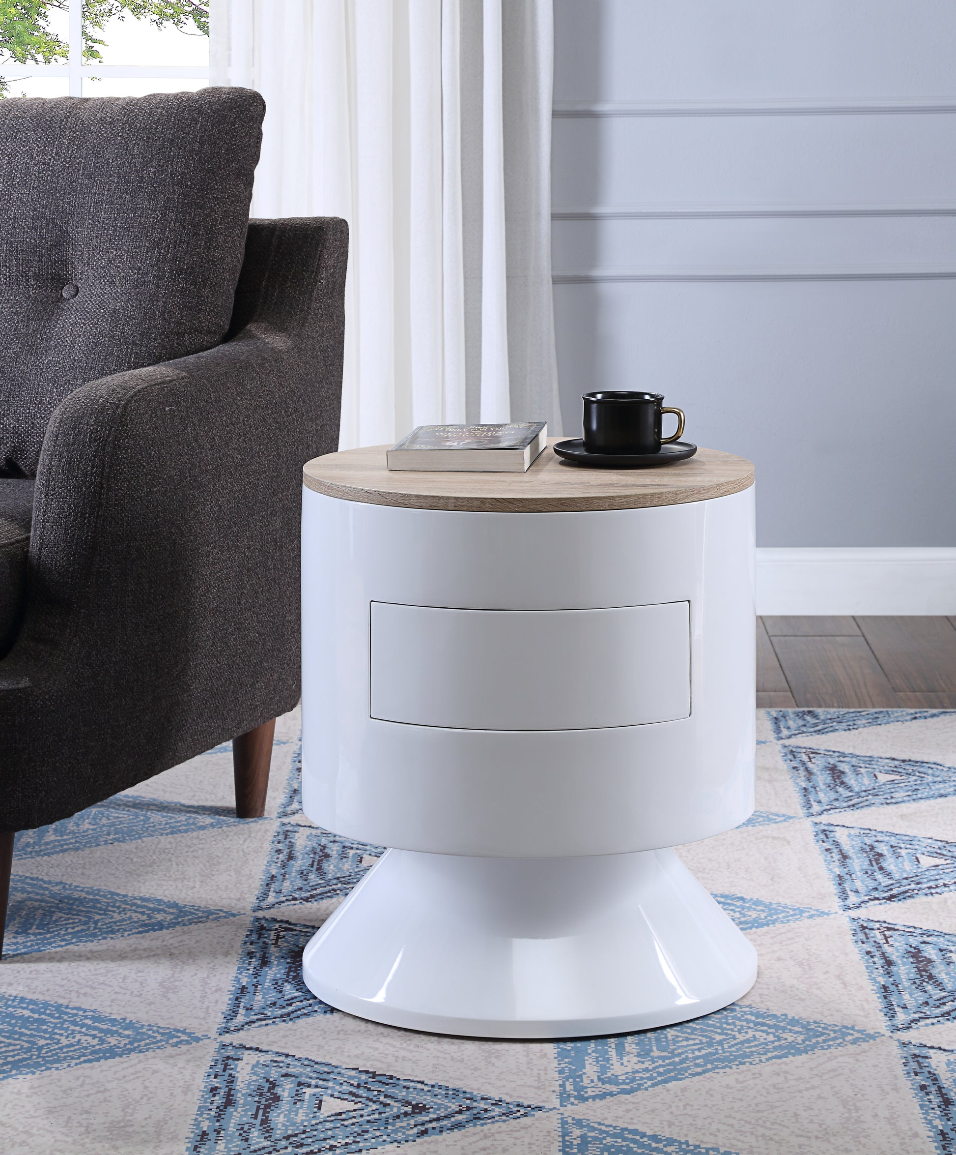 Otith Accent Table with Display and Utility Function