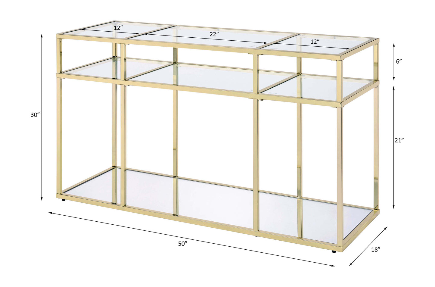 Uchenna Gold Glass Sofa Table - Storage & Display