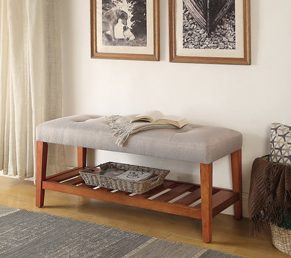 Charla Light Gray Fabric & Oak Finish Bench