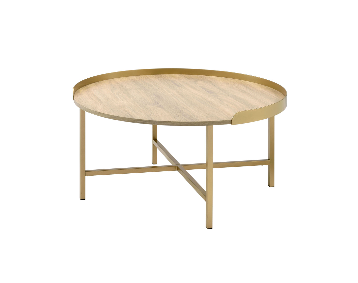 Mithea Oak & Gold Finish Coffee Table