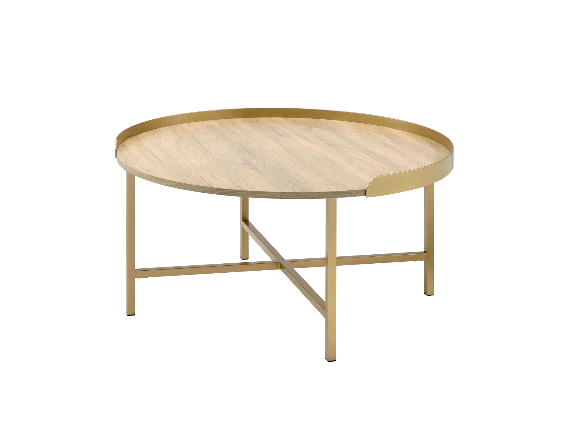 Mithea Oak & Gold Finish Coffee Table