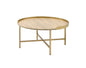 Mithea Oak & Gold Finish Coffee Table