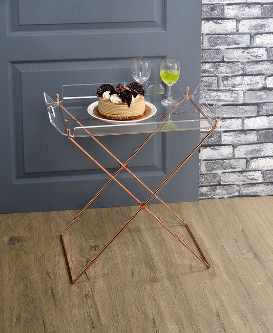 Cercie Clear Acrylic & Copper Finish Tray Table