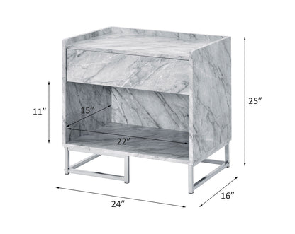Small White Accent Table with Storage Drawer