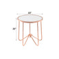 Rose Gold Glass End Table - 22 Inch Round for Living Room
