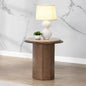 Kasha Travertine Top & Walnut End Table