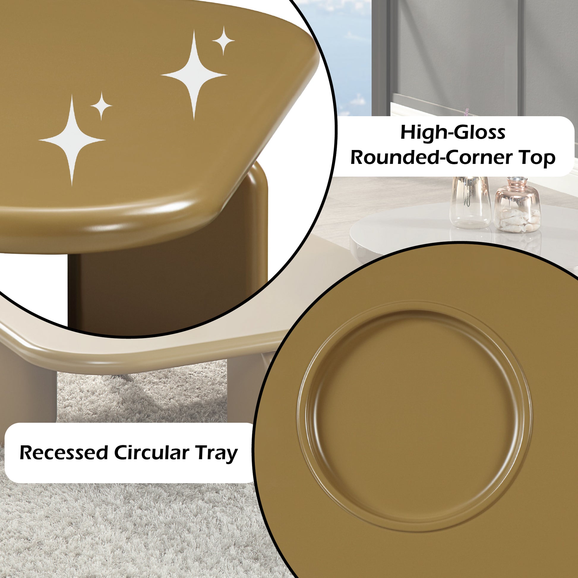 Joane Coffee Table - Yellow Brown MDF