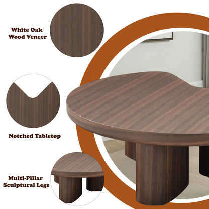 Brown Oak MDF Coffee Table with White Oak Veneer for Living Room