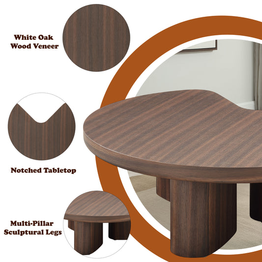 Brown Oak MDF Coffee Table with White Oak Veneer for Living Room