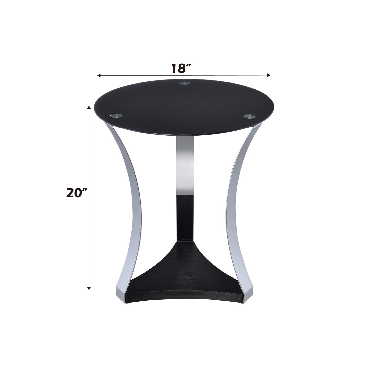 Black Glass Round End Table - 18 Inch Diameter