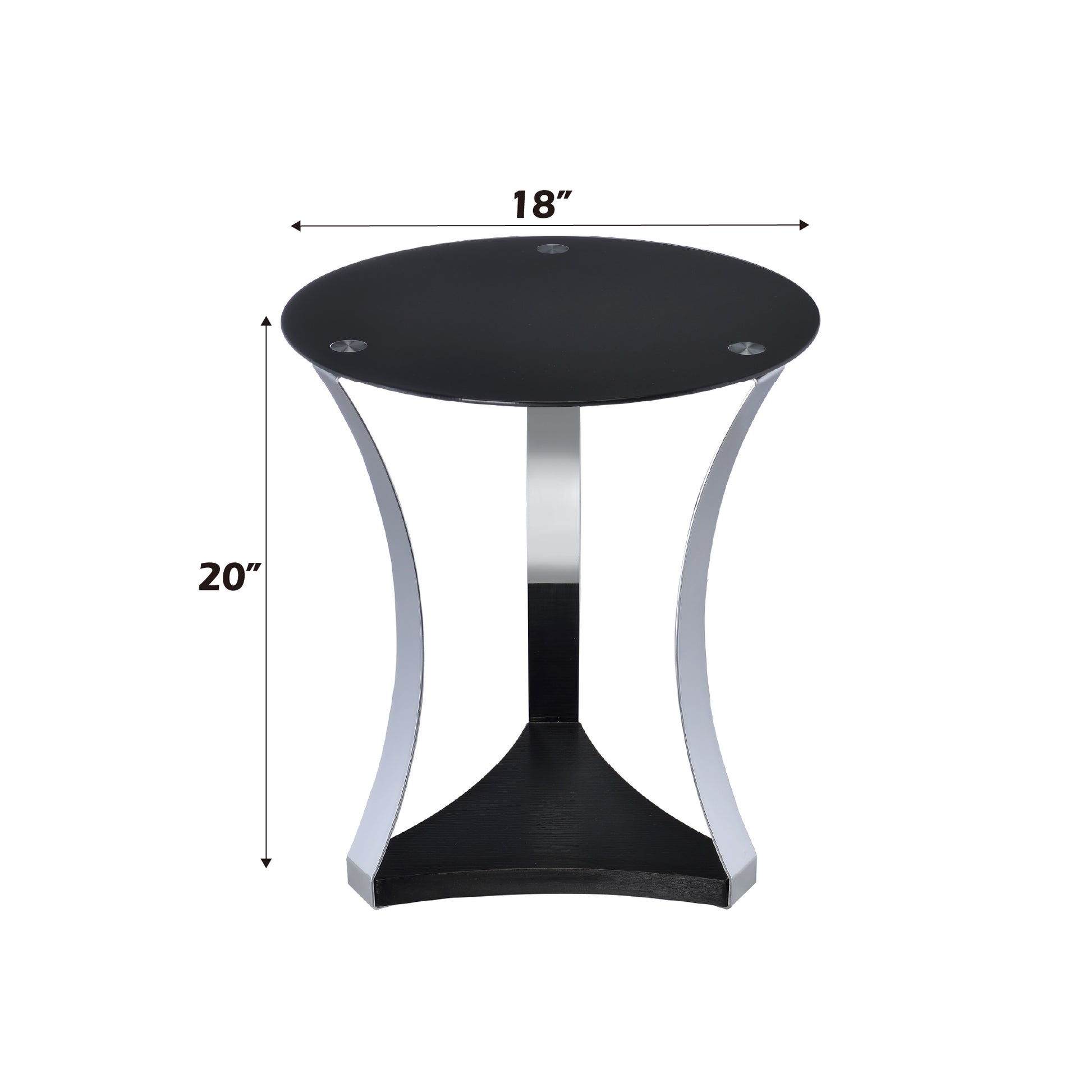 Black Glass Round End Table - 18 Inch Diameter