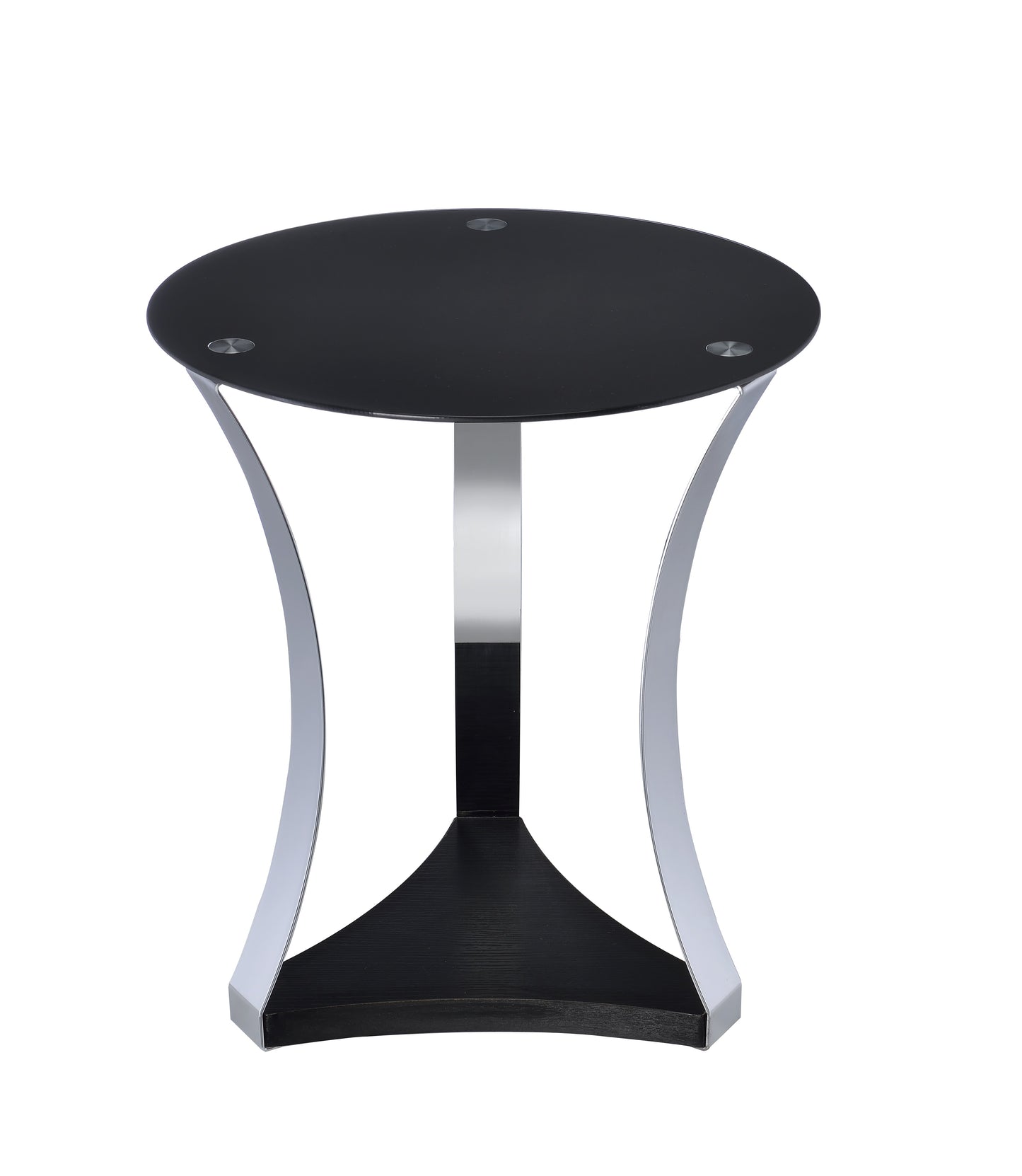 Black Glass Round End Table - 18 Inch Diameter
