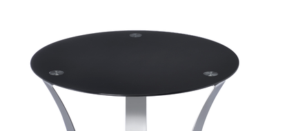 Black Glass Round End Table - 18 Inch Diameter