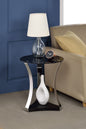 Geiger Black Glass & Chrome Finish End Table