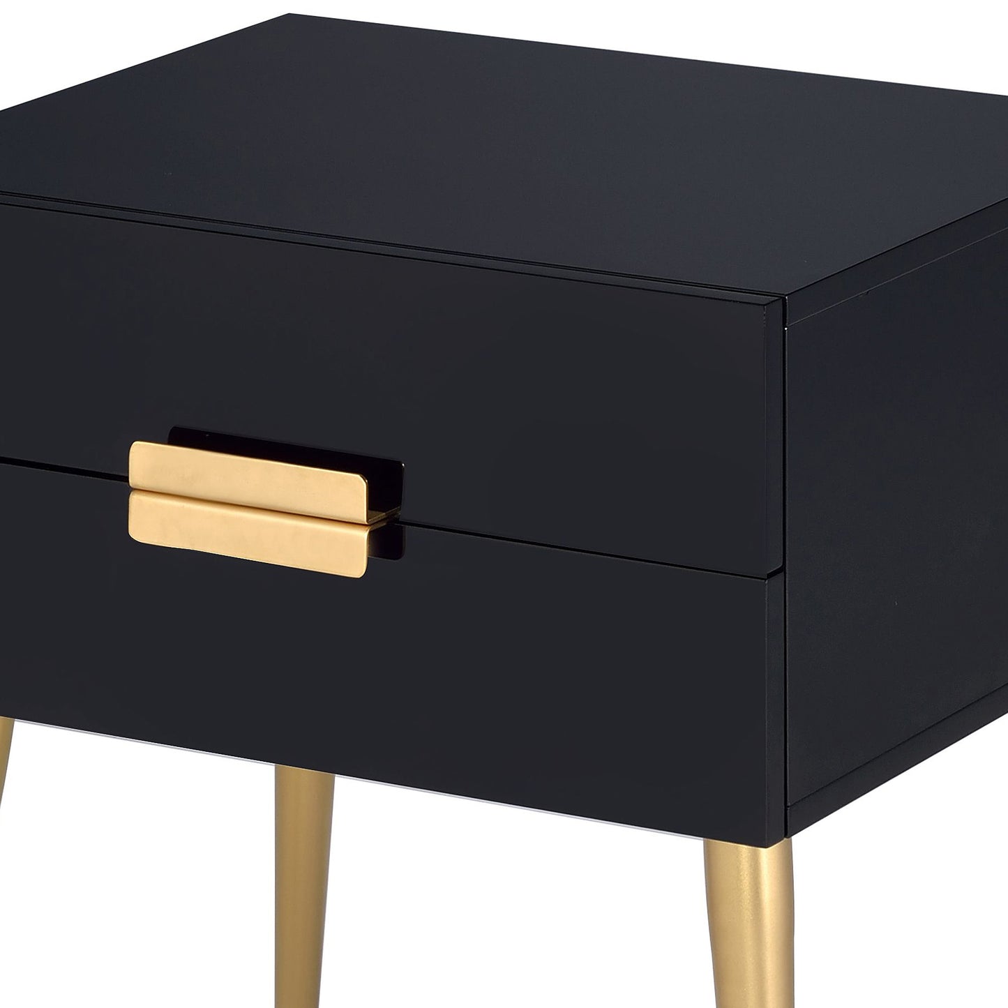 Black & Gold Metal Nightstand Table - 2 Drawers