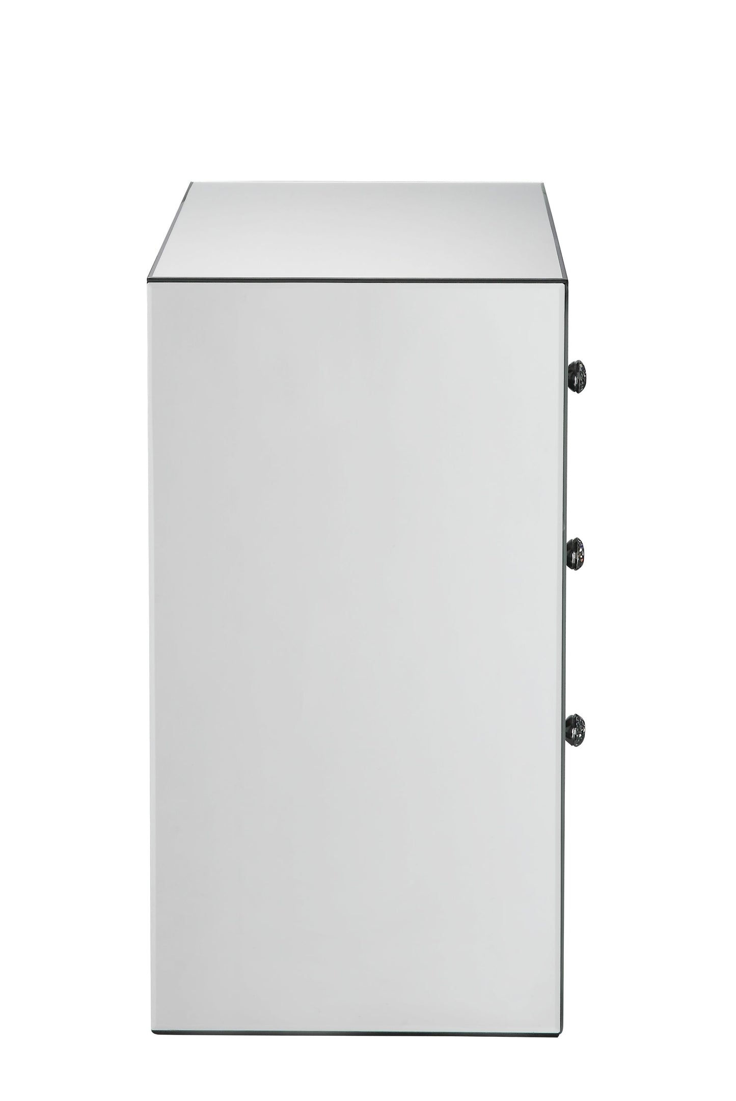 Silver Mirrored Accent Table with Storage Drawers for Living Room