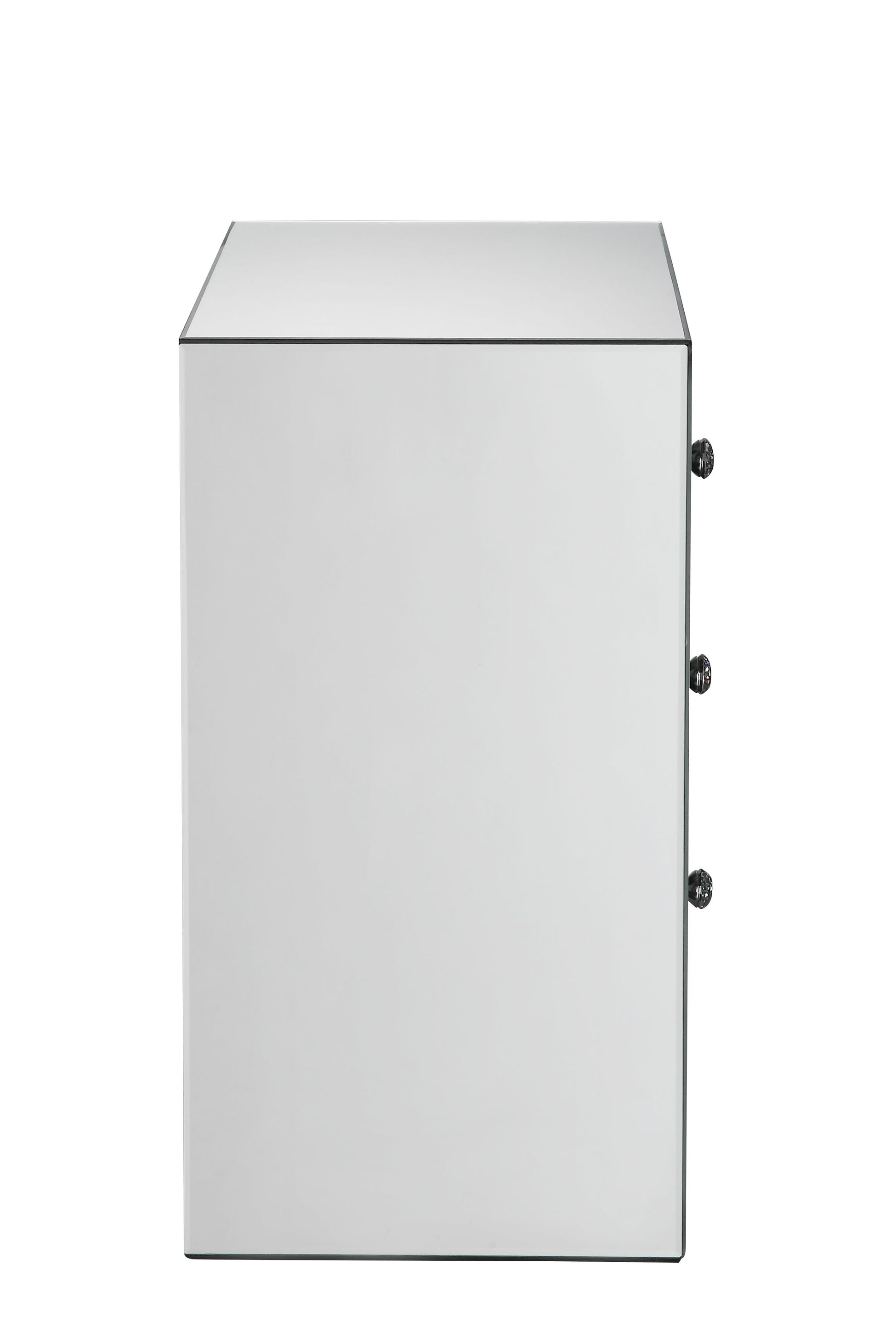 Silver Mirrored Accent Table with Storage Drawers for Living Room