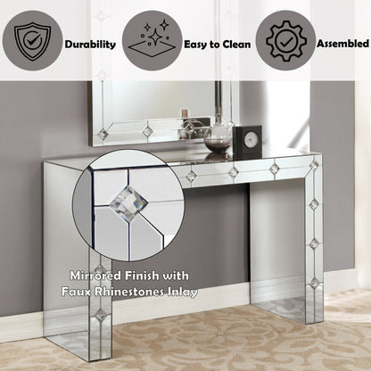 Silver Mirrored Console Table - 16" W x 47" D